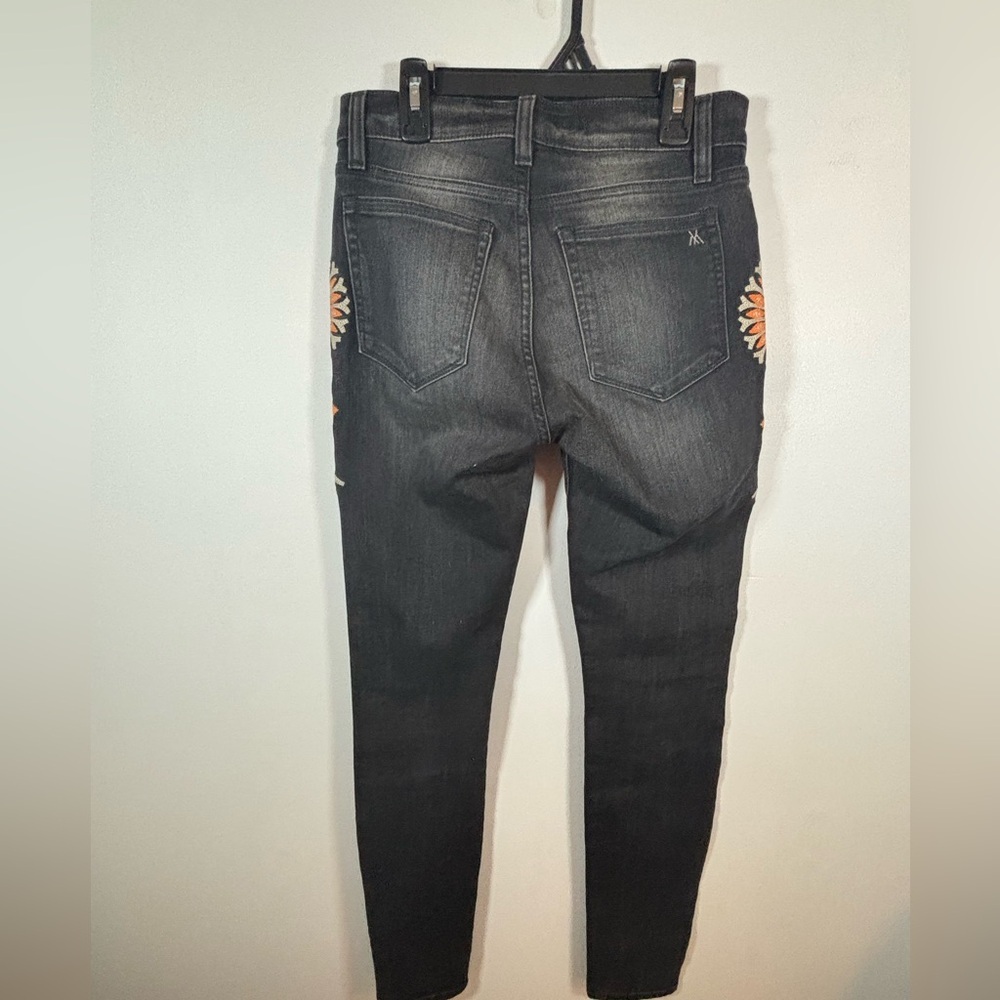 Miss Me Vintage Skinny Jeans 27 Black Denim Floral Embroidered Detail - Picture 3 of 11